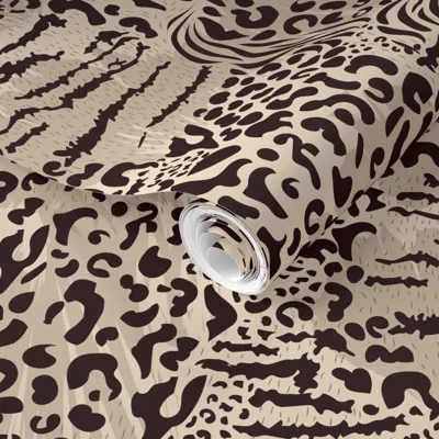 Spoonflower Pre-pasted Wallpaper Medium 12'' Mixed Animals Skin Spots  Removable