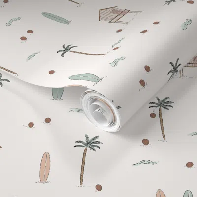 Spoonflower Pre-pasted Wallpaper Medium At The Beach 2' X 12' Removable