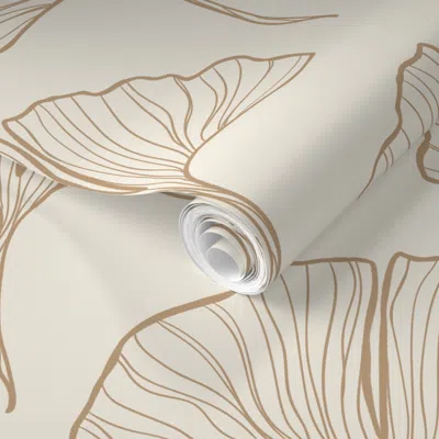 Spoonflower Pre-pasted Wallpaper Medium - Ginkgo Leaf Gold 2' X 12' Removable