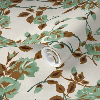 Spoonflower Pre-pasted Wallpaper Mekki Rose 2' X 12' Removable