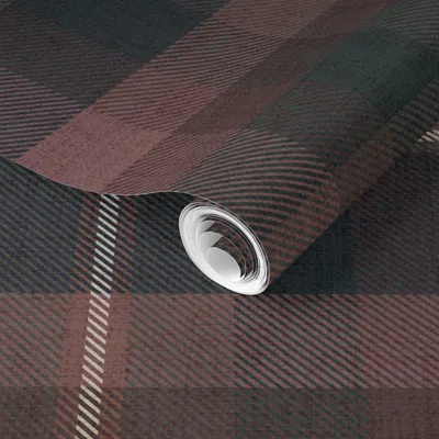 Spoonflower Pre-pasted Wallpaper Meredith Masculine Old Money Plaid A Navy Burgundy Large 2' X 12' Removable