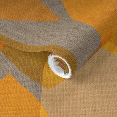 Spoonflower Pre-pasted Wallpaper Mid Century Colour Blocks Burnt Orange 2' X 12' Removable