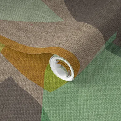 Spoonflower Pre-pasted Wallpaper Mid Century Colour Blocks Mint/gold 2' X 12' Removable