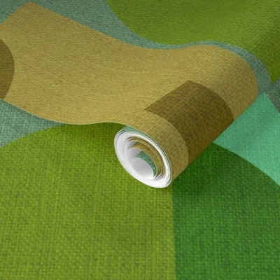 Spoonflower Pre-pasted Wallpaper Mid Century Kaleidoscope Refresh 2' X 12' Removable In Green