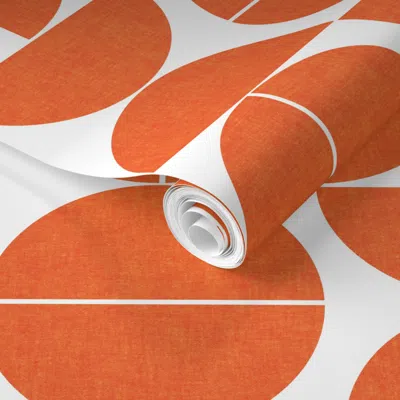 Spoonflower Pre-pasted Wallpaper Mid Century Modern Shapes Geometric Orange Modern Vintage Vintage Abstract 2' X