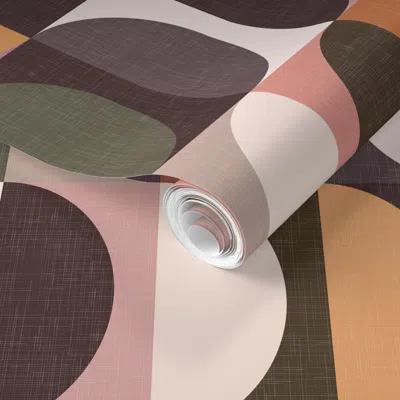 Spoonflower Pre-pasted Wallpaper Mid Century Modern Shapes - Vintage Camping / Large  Removable In Multi