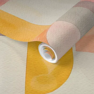 Spoonflower Pre-pasted Wallpaper Mid Century Modern Watercolor Pastel Abstract Shapes Large Jumbo Scale 2' X 12'