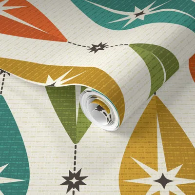 Spoonflower Pre-pasted Wallpaper Mid Century Starburst Lozenges 2' X 12' Removable In Multi