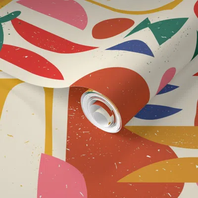 Spoonflower Pre-pasted Wallpaper Mid Century Summer Abstraction / Large 2' X 12' Removable In Multi