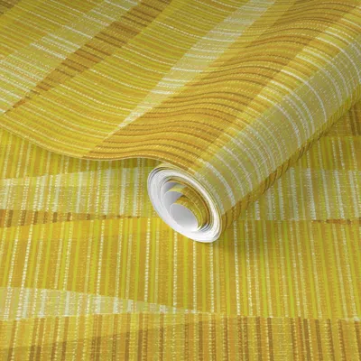 Spoonflower Pre-pasted Wallpaper Mid Mod Lines Gold 2' X 12' Removable