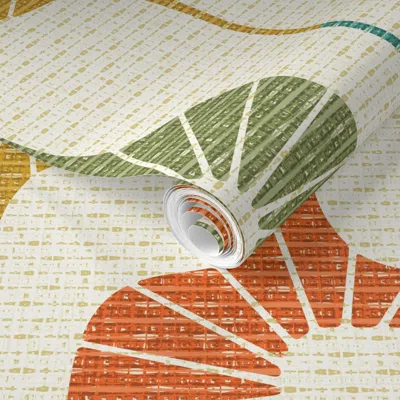 Spoonflower Pre-pasted Wallpaper Mid Mod Stripes - Multi-color 2' X 12' Removable