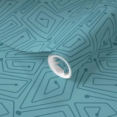 Spoonflower Pre-pasted Wallpaper Mid-century Spirals (shrimp Palette) 2' X 12' Removable