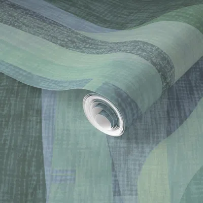 Spoonflower Pre-pasted Wallpaper Midcentury-plateau-tundra 2' X 12' Removable