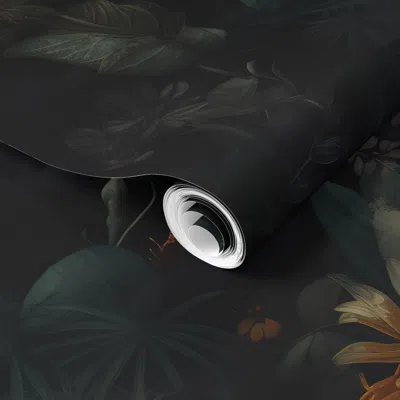 Spoonflower Pre-pasted Wallpaper Midnight Garden 2' X 12' Removable
