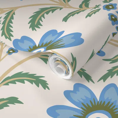 Spoonflower Pre-pasted Wallpaper Millie Beach Chintz  Removable