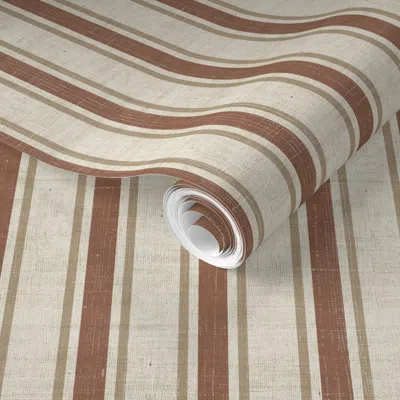 Spoonflower Pre-pasted Wallpaper Millie Mocha Mousse Regency Stripe 2' X 12' Removable