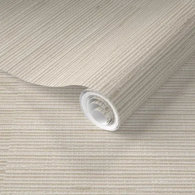 Spoonflower Pre-pasted Wallpaper Minimalist Modern Warm Parchment Tan Taupe Grasscloth Bedroom Feature Wall 2' X