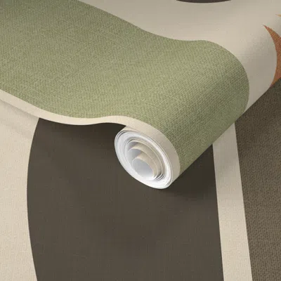Spoonflower Pre-pasted Wallpaper Mod Bloom Leaves - Cool Light 2' X 12' Removable