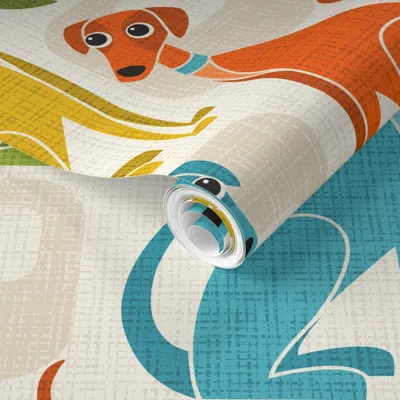Spoonflower Pre-pasted Wallpaper Mod Dogs 2' X 12' Removable