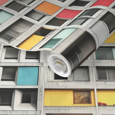 Spoonflower Pre-pasted Wallpaper Modern Brutalist Facade With Vibrant Color Blocks  Removable