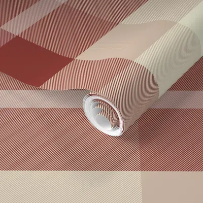 Spoonflower Pre-pasted Wallpaper Modern Earth Tone Plaid Check - Large Scale  Removable