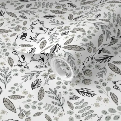 Spoonflower Pre-pasted Wallpaper Modern Farmhouse Cow In The Foliage 2' X 12' Removable In Multi