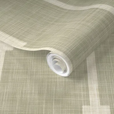 Spoonflower Pre-pasted Wallpaper Modern Mid Century Art Deco Stripes Moody Cabincore Pastel Green 2' X 12' Remov