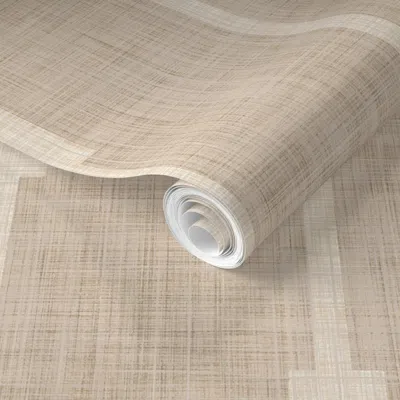 Spoonflower Pre-pasted Wallpaper Modern Mid Century Art Deco Stripes Moody Cabincore Warm Neutral Beige 2' X 12'