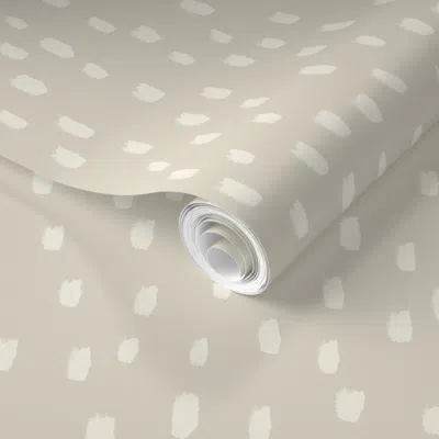 Spoonflower Pre-pasted Wallpaper Modern Neutral Minimalist Abstract Brush Stroke Spot-light Beige Sand-cream 2' 