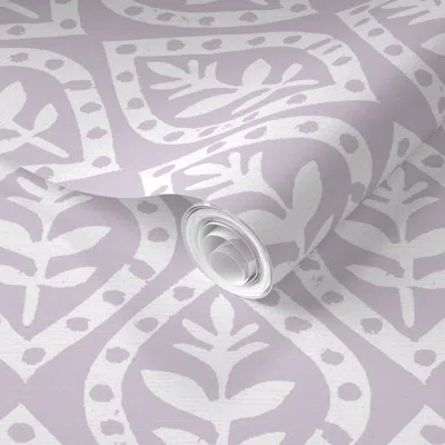 Spoonflower Pre-pasted Wallpaper Molly's Print Lavender 2' X 12' Removable