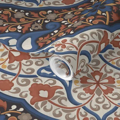 Spoonflower Pre-pasted Wallpaper Monsoon Jasmine Tapestry East Fork Large 2' X 12' Removable