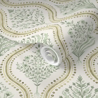 Spoonflower Pre-pasted Wallpaper Monticello Spruce And Sap 2' X 12' Removable