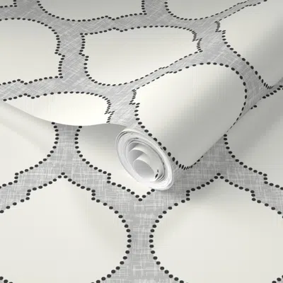 Spoonflower Pre-pasted Wallpaper Moroccan Trellis - Grey - Large 2' X 12' Removable In Multi