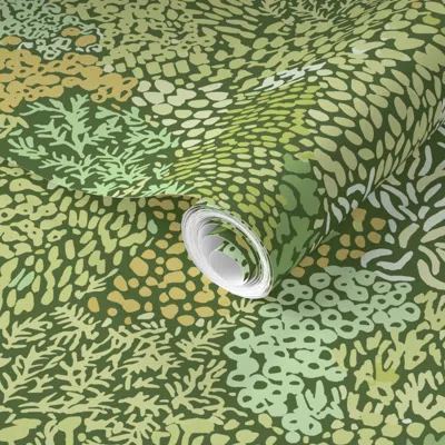 Spoonflower Pre-pasted Wallpaper Moss Garden 2' X 12' Removable