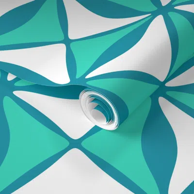 Spoonflower Pre-pasted Wallpaper Moulinet Vero Beach Medium 12in 2' X 12' Removable