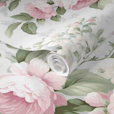 Spoonflower Pre-pasted Wallpaper Mrs. Darcy - Snow White  Removable