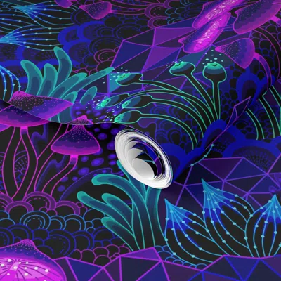 Spoonflower Pre-pasted Wallpaper Mushrooms 2' X 12' Removable