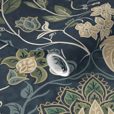Spoonflower Pre-pasted Wallpaper Muted Paisley 2' X 12' Removable