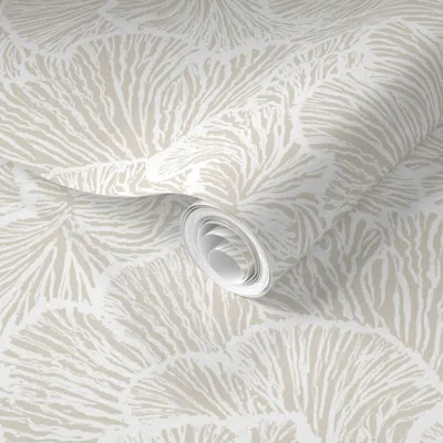 Spoonflower Pre-pasted Wallpaper Myra - Earthy Japandi Subtle Clay White Connecting Biophilic Minimalism (m) 2' 