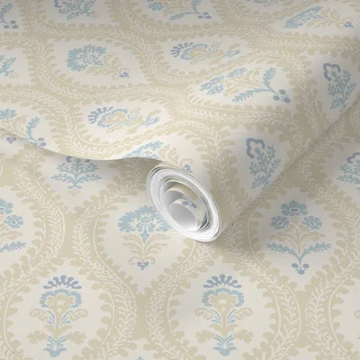 Spoonflower Pre-pasted Wallpaper Namratha Lattice Pale Tan 2' X 12' Removable