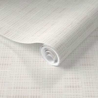 Spoonflower Pre-pasted Wallpaper Nantucket Cottage Beige Grassmat 2' X 12' Removable In White