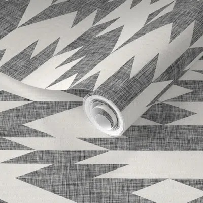 Spoonflower Pre-pasted Wallpaper Native Diamond Grey 2' X 12' Removable In Multi