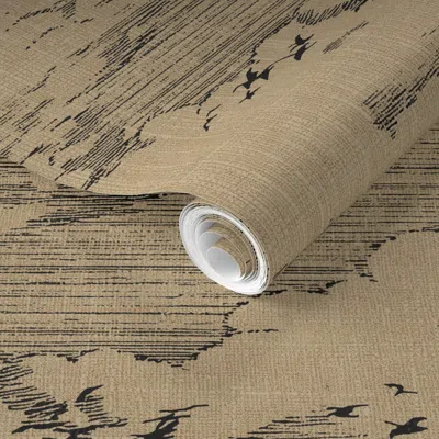 Spoonflower Pre-pasted Wallpaper Natural History Halloween Parchment Sky 2' X 12' Removable