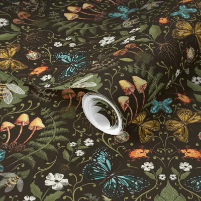 Spoonflower Pre-pasted Wallpaper Naturalist's Collection Smaller 2' X 12' Removable