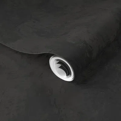 Spoonflower Pre-pasted Wallpaper Nearly Black - Brushy Textured Blender 2' X 12' Removable