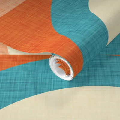 Spoonflower Pre-pasted Wallpaper New Mid Mod Rainbow Magic Blue - Mid Century - Retro Boho 2' X 12' Removable
