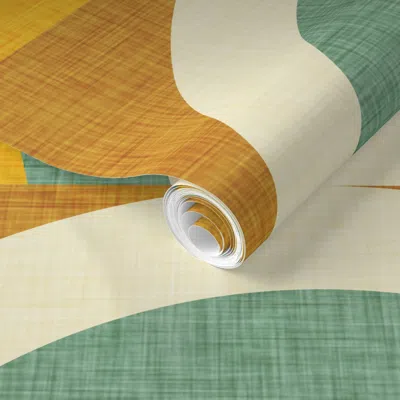 Spoonflower Pre-pasted Wallpaper New Mid Mod Rainbow Magic Green - Mid Century - Retro Boho 2' X 12' Removable