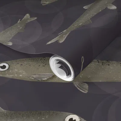 Spoonflower Pre-pasted Wallpaper Night Fishing 2' X 12' Removable