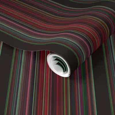 Spoonflower Pre-pasted Wallpaper Night Ruby Stripes 2' X 12' Removable