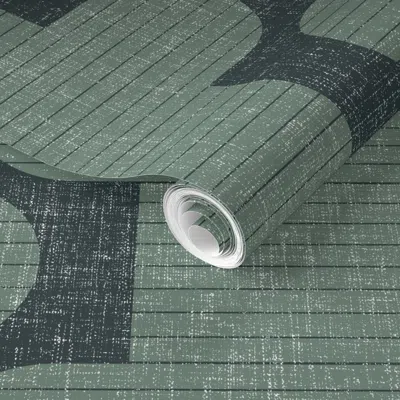 Spoonflower Pre-pasted Wallpaper Norma Bauhaus Industrial Vertical  Stripe Textured Masculine Deep Green 2' X 12